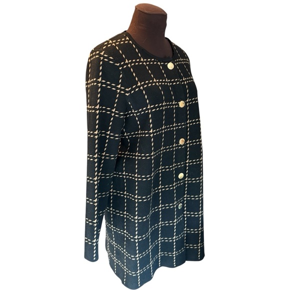 ANNE KLEIN Faux Fur Detachable Collar Plaid Knit Coat, Womens size Small - Picture 16 of 16